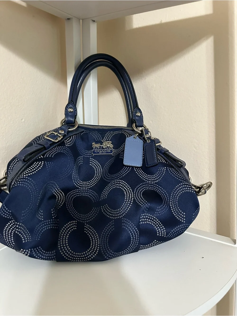 Coach Navy Dotted Circle Satchel